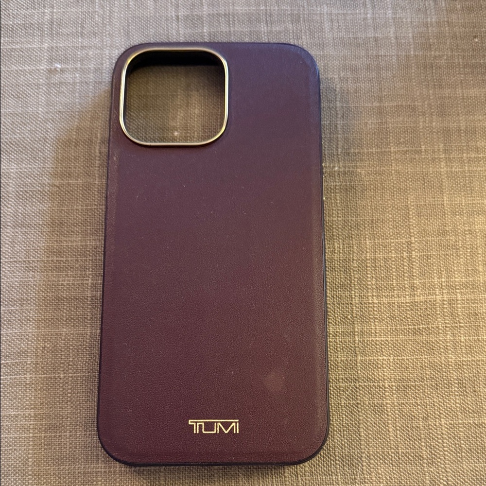 TUMI 14 Pro max Plum leather Phone Case